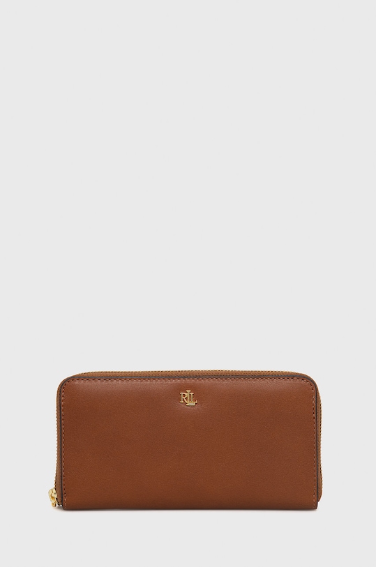 Kožená peněženka Lauren Ralph Lauren přírodní kůže hnědá 432876730004