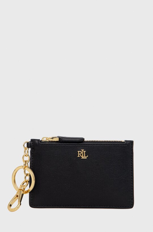 Kožené pouzdro na karty Lauren Ralph Lauren přírodní kůže černá 432876731002