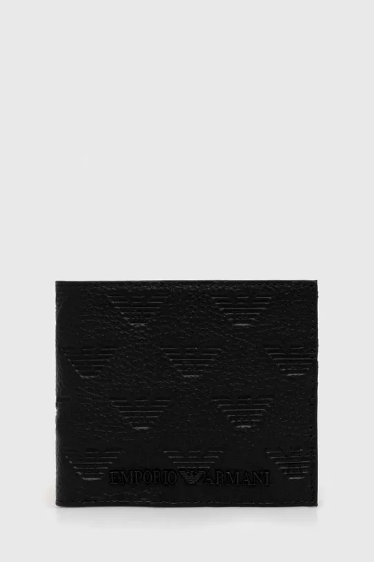 Emporio Armani portafoglio in pelle pelle fiore nero YEM122.Y142V