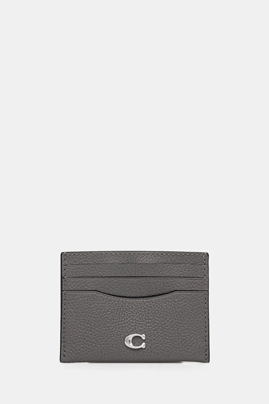 Kožni etui za kartice Coach bez uzorka siva CC129