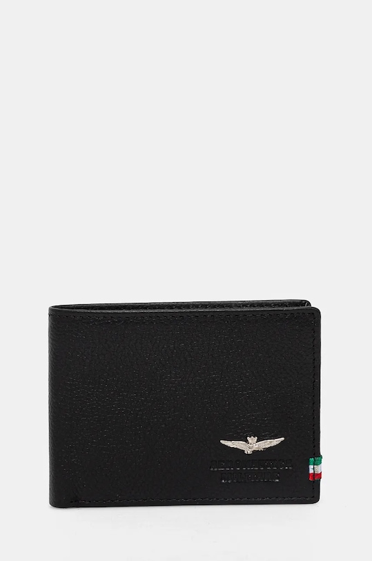 Aeronautica Militare portfel skórzany skóra licowa czarny AM100