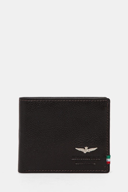 Kožená peňaženka Aeronautica Militare usňová koža hnedá AM101