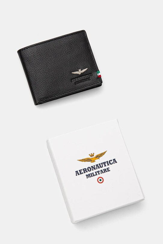 Кожаный кошелек Aeronautica Militare чёрный AM101