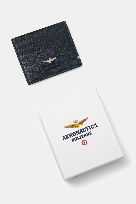 Akcesoria Aeronautica Militare etui na karty skórzane AM106 granatowy