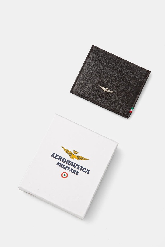 Akcesoria Aeronautica Militare etui na karty skórzane AM106 brązowy