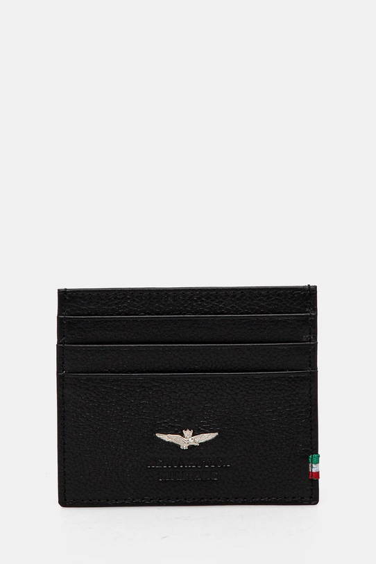Aeronautica Militare etui na karty skórzane skóra licowa czarny AM106