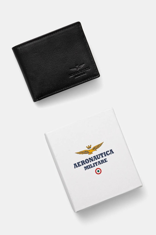 Шкіряний гаманець Aeronautica Militare AM170 чорний