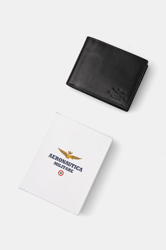 Kožená peněženka Aeronautica Militare černá AM171
