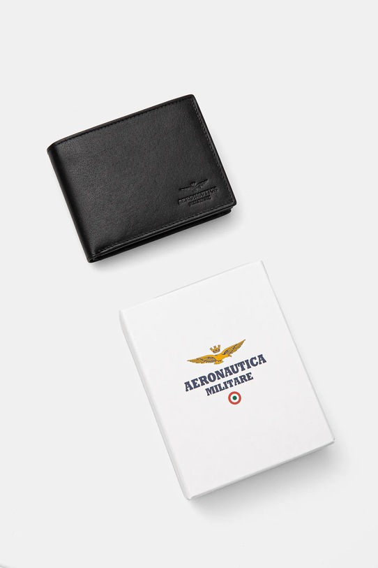Шкіряний гаманець Aeronautica Militare AM173 чорний