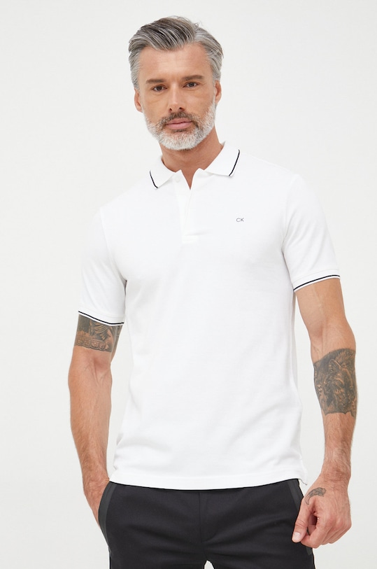 Calvin Klein polo z elastanem biały K10K108728.9BYY