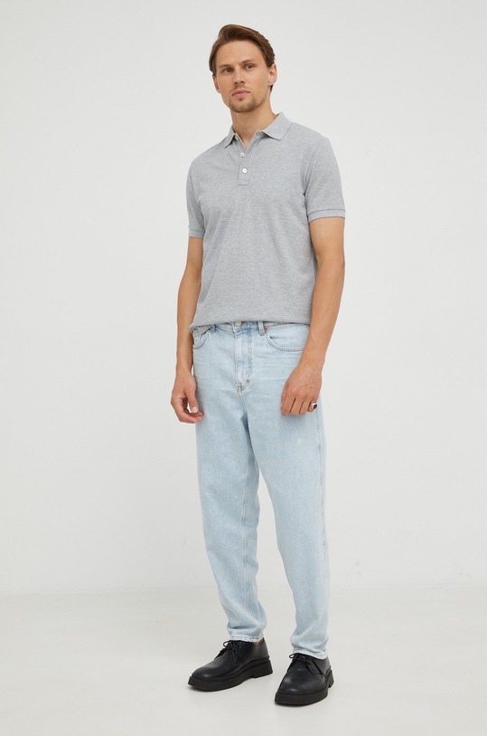 Marc O'Polo polo bawełniane 236223053154 szary AW22