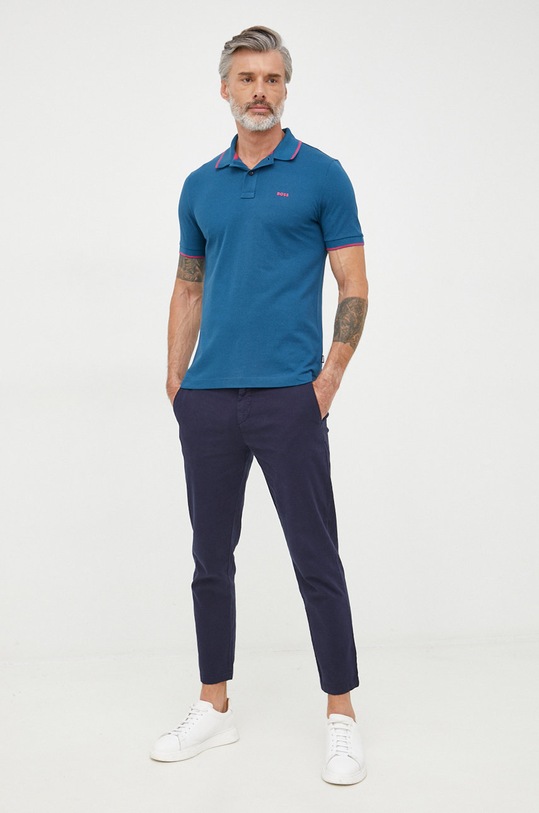 BOSS polo bawełniane 50471690 niebieski AW22