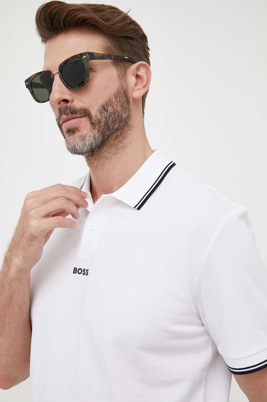 BOSS polo bawełniane BOSS ORANGE biały 50468843