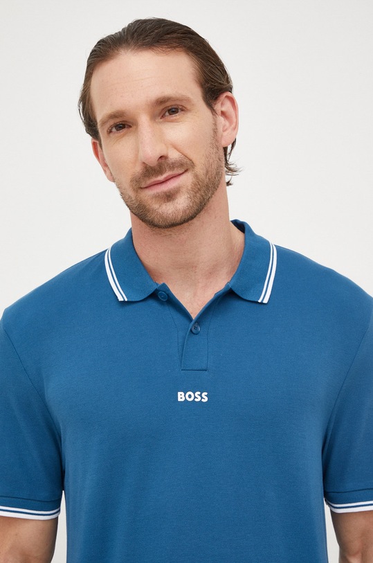 BOSS polo bawełniane BOSS ORANGE 50468843 nadruk niebieski 50468843