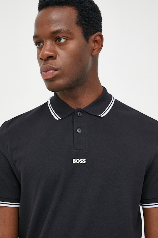 BOSS polo bawełniane BOSS ORANGE 50468843 czarny 50468843