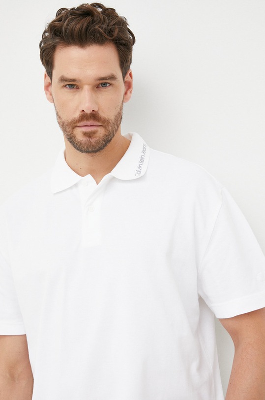 Calvin Klein Jeans polo bawełniane bawełna biały J30J320888.9BYY