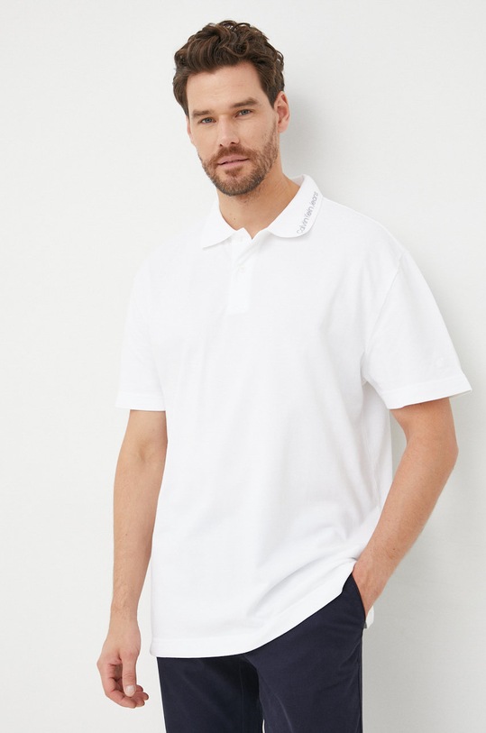 Calvin Klein Jeans polo bawełniane biały J30J320888.9BYY
