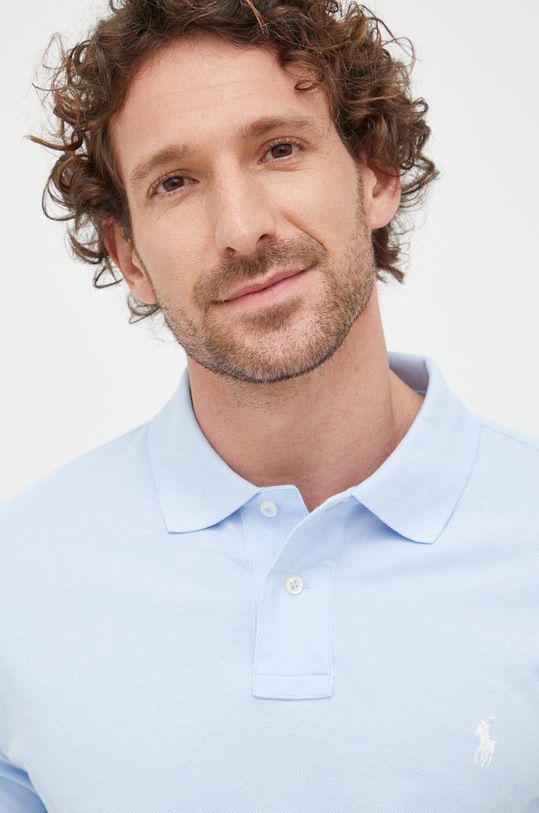 Polo Ralph Lauren polo bawełniane 710795080016 gładkie niebieski 710795080016