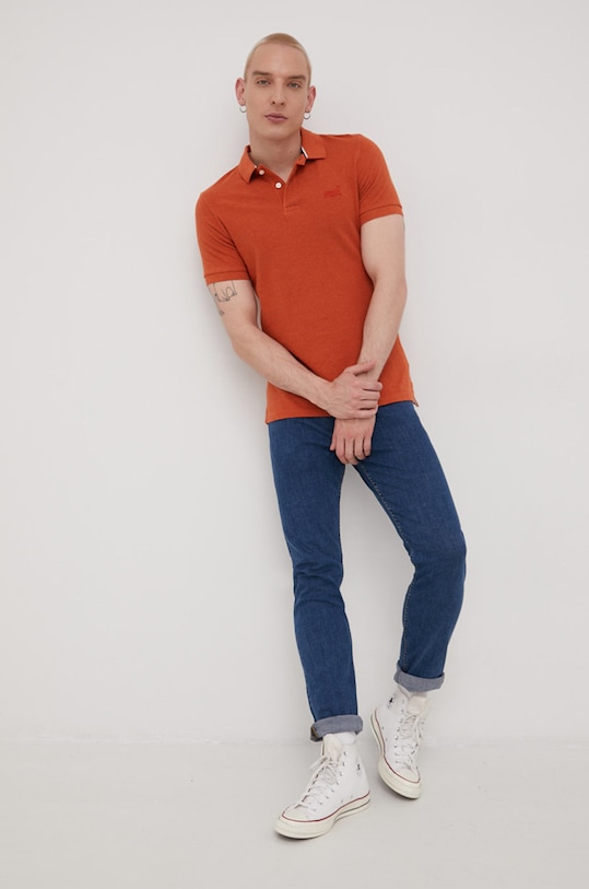 Bavlněné polo tričko Superdry M1110247A.5EY oranžová AW22