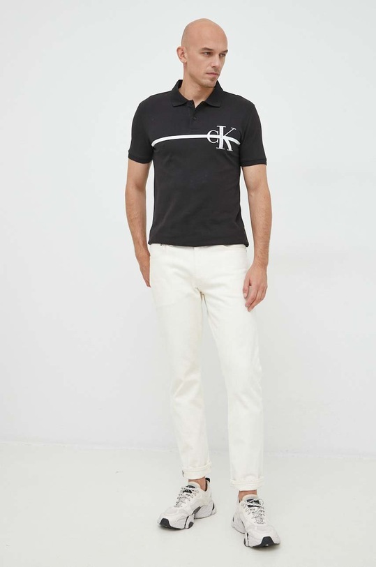 Calvin Klein Jeans polo bawełniane J30J321699.9BYY czarny AW22
