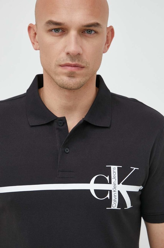 Calvin Klein Jeans polo bawełniane czarny J30J321699.9BYY