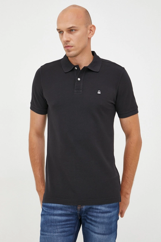 United Colors of Benetton polo de bumbac regular negru 3089J3179.100.