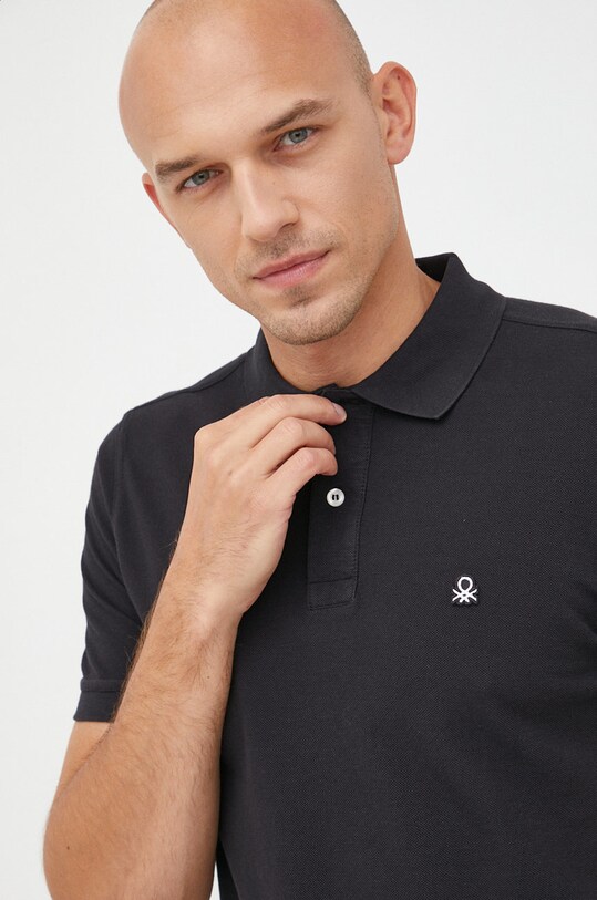 United Colors of Benetton polo de bumbac negru 3089J3179.100.