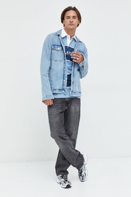 Primitive longsleeve bawełniany pa322354.blu niebieski AW22