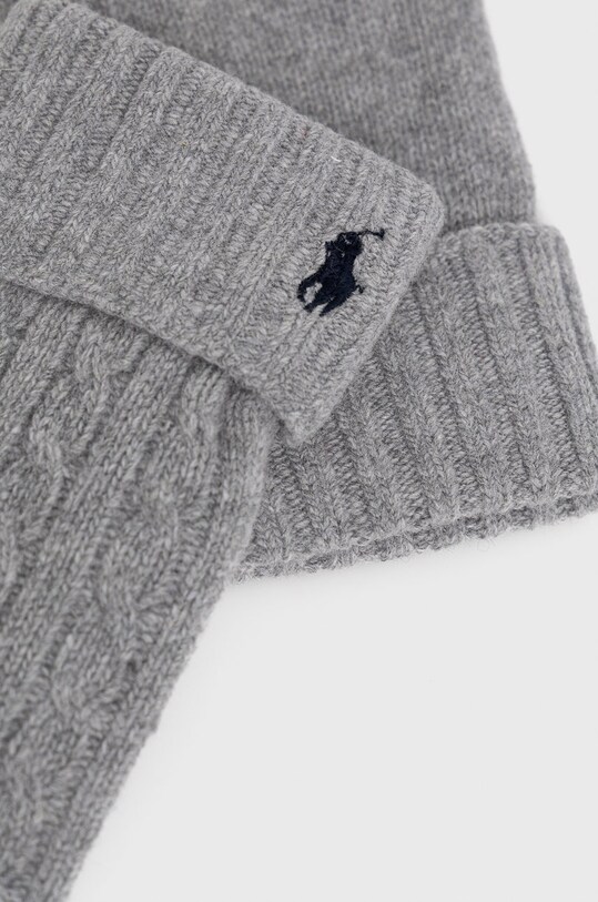 Vlnené rukavice Polo Ralph Lauren 449891268003 sivá AW22