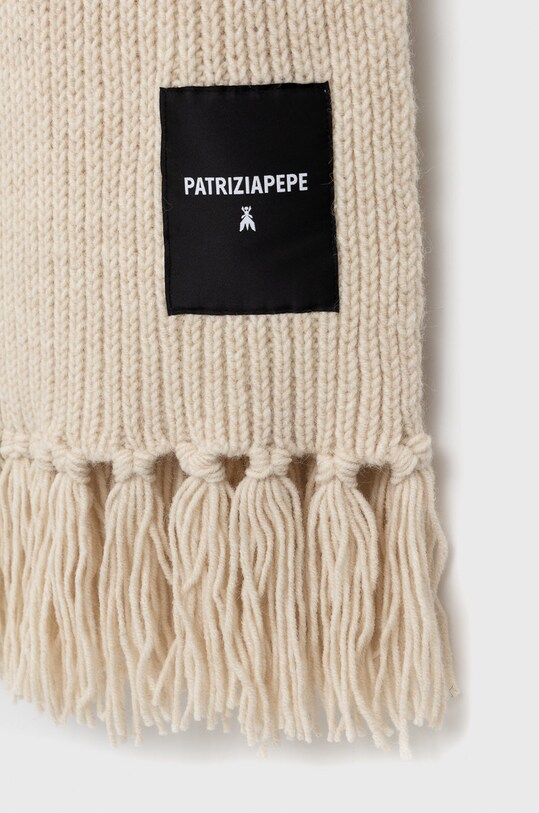 Šátek z vlněné směsi Patrizia Pepe 2F0021.K076 béžová AW22