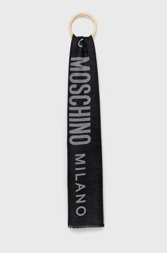 Moschino szalik wełniany wełna czarny M5647.50195