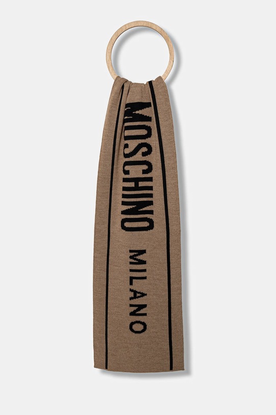 Moschino szalik z dodatkiem wełny cienka beżowy M5634.50199