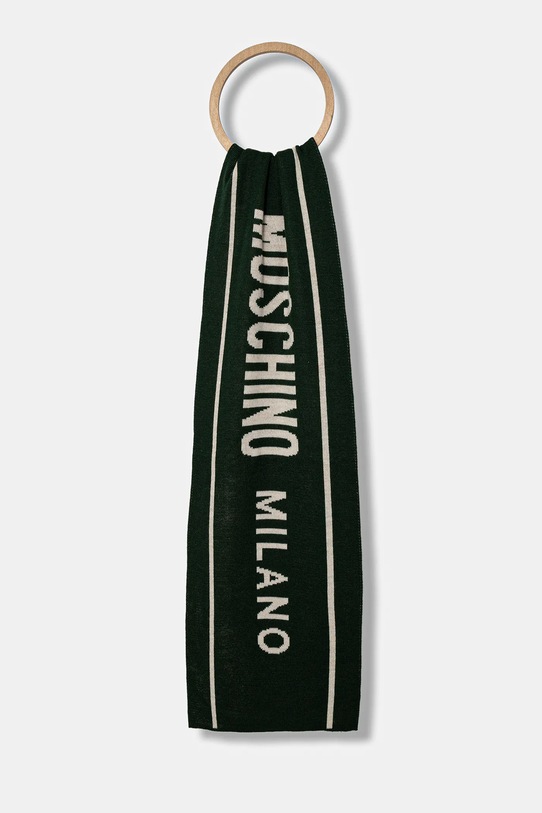Moschino szalik z dodatkiem wełny cienka zielony M5634.50199