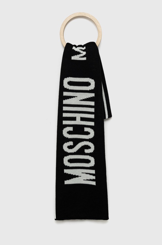 Moschino szalik z dodatkiem wełny wełna czarny M5634.50199