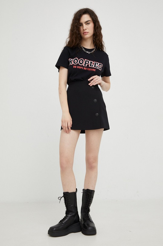 Sukňa The Kooples FJUP25001K čierna AW22