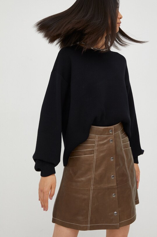 Gestuz fusta de piele uni maro 10906292