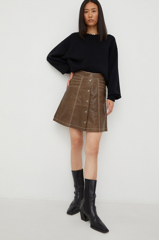 Gestuz fusta de piele 10906292 maro AW22