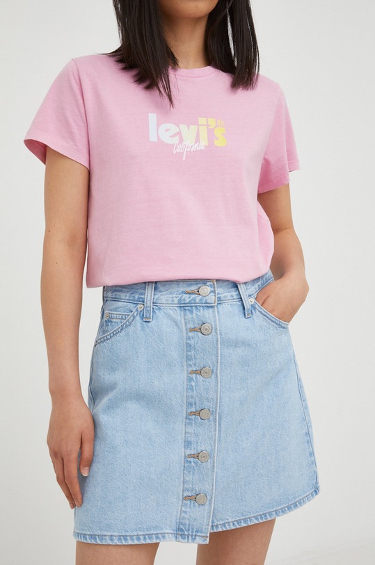 Levi's spódnica jeansowa bawełna niebieski A3528.0001