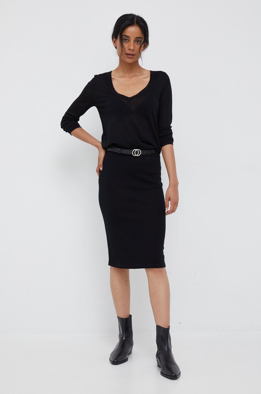 Vlněná sukně Calvin Klein midi černá K20K204910.9BYY