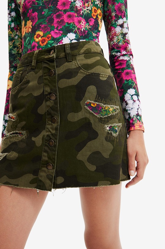 Desigual spódnica bawełniana 22WWFN01 zielony AW22