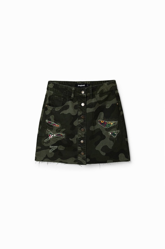 Desigual spódnica bawełniana 22WWFN01 zielony