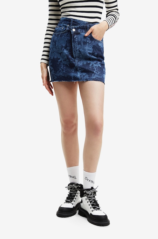 Odzież Desigual spódnica jeansowa 22WWFD03 granatowy