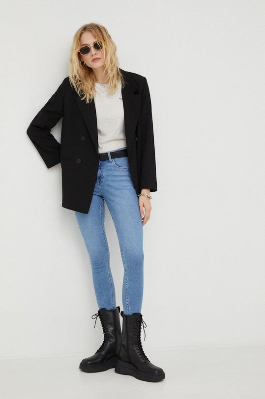 Lee jeansy Scarlett High Zip Partly Cloudy L31BERPA niebieski AW22