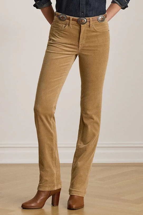 Lauren Ralph Lauren pantaloni de catifea cord drept maro 200881935001