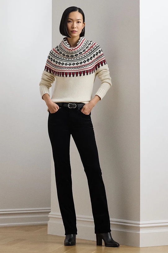 Lauren Ralph Lauren spodnie sztruksowe z elastanem czarny 200881935001