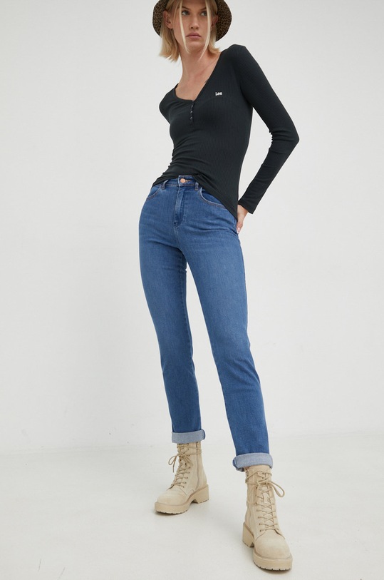 Wrangler jeansy Slim The Adventure Planet friendly niebieski W26LAEW13