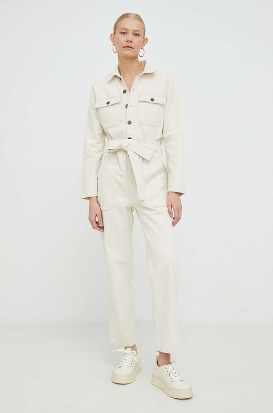 American Vintage kombinezon jeansowy casual beżowy SNOP182