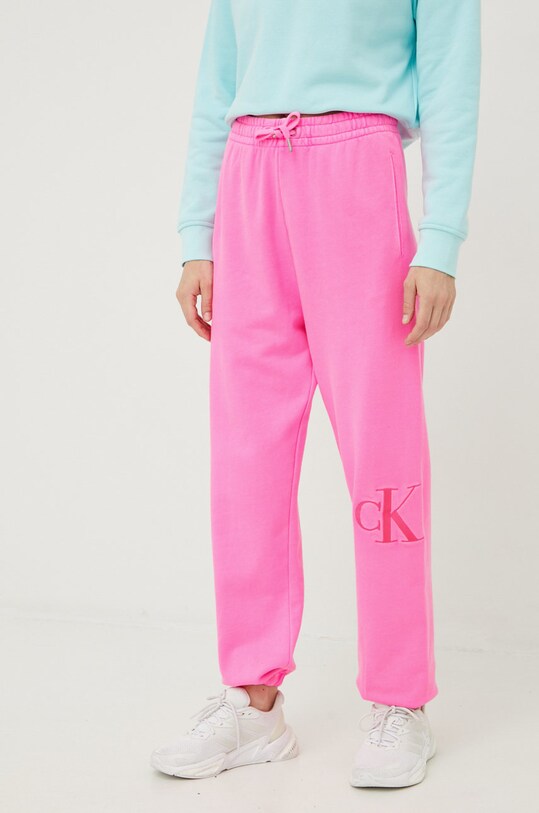Calvin Klein Jeans pantaloni de trening din bumbac bumbac roz J20J218974.9BYY