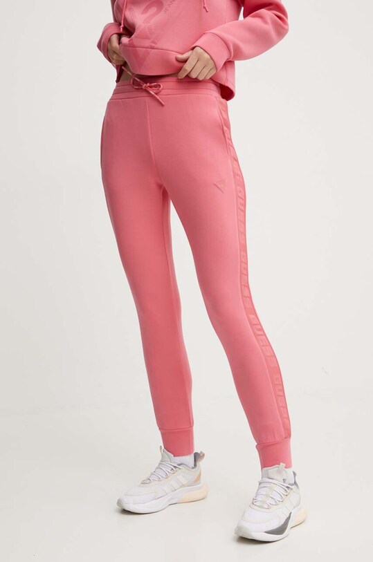 Спортивні штани Guess ALLIE гладкий рожевий V2YB18.K7UW2