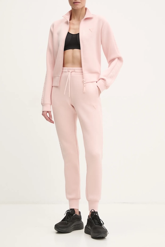 Guess spodnie dresowe ALLIE nadruk różowy V2YB18.K7UW2